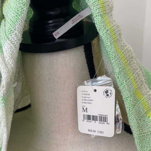Free People Green and Cream Striped Cardigan - Picture 2 of 6